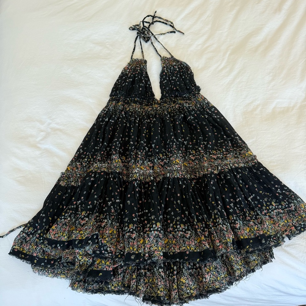 Free People Black Floral Mini Dress